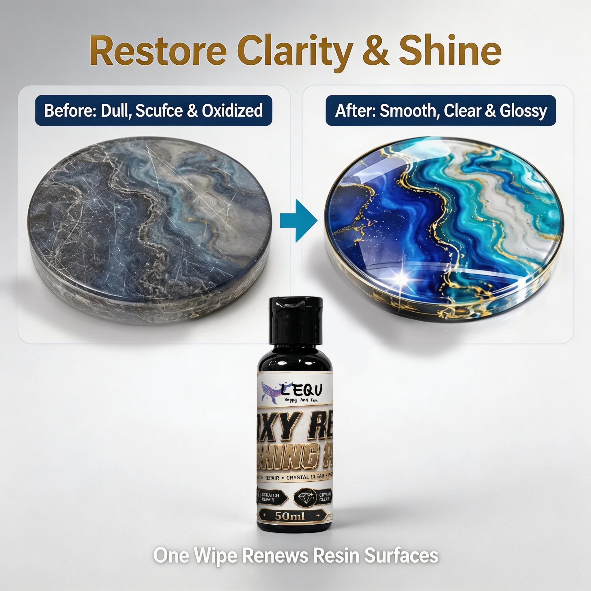 Epoxy Resin Polishing Paste LEQU 50ml Resin Surface Care Cream Restore Shine for Handmade Resin Jewelry Table Coasters