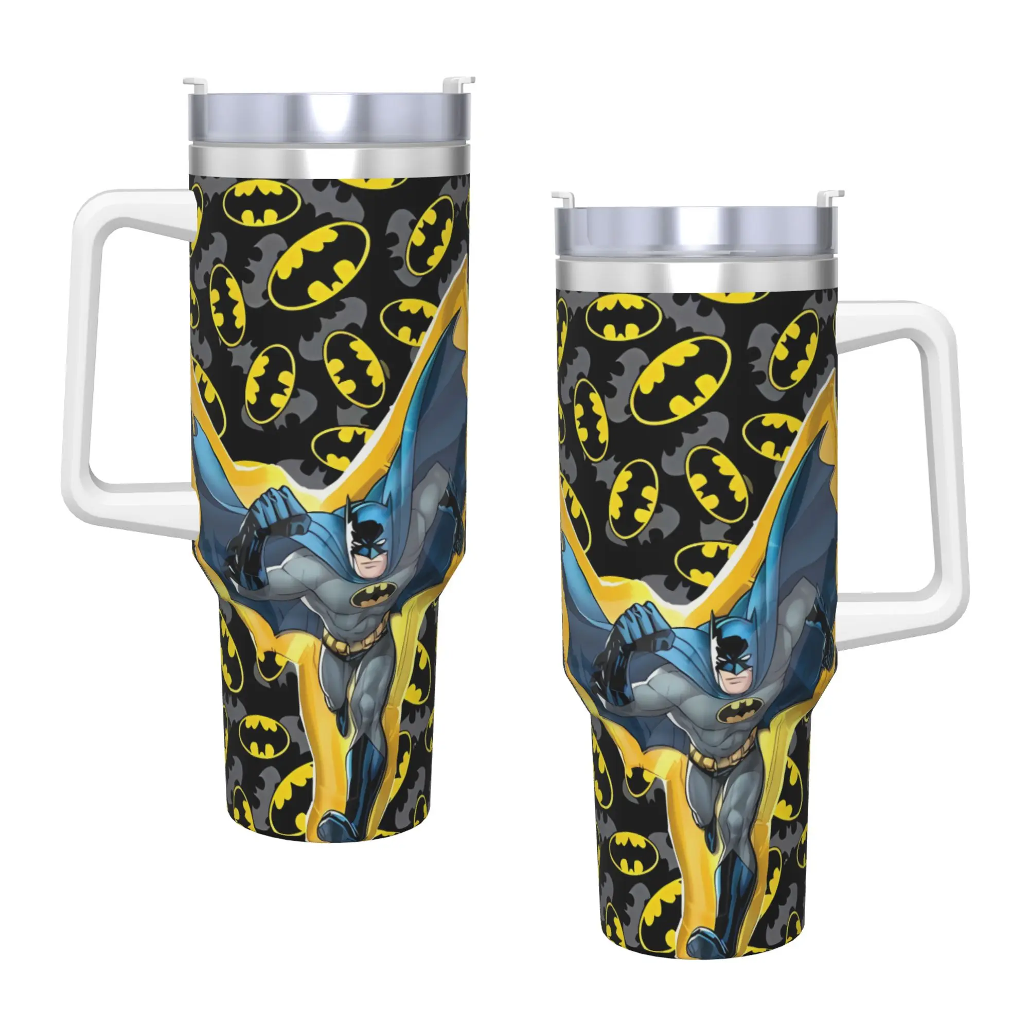 B-Batmans Cartoon Stainless Steel Tumbler 3D Print Travel Thermal Cups With Straws and Lid Large Mugs Cup Drinks Water Bottle view 2