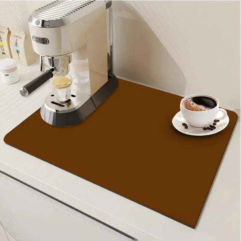 VIKAMA Kitchen Drain Mat Black Solid Tea Set Kitchen Counter Mat Highly Absorbent Fast Drying Anti Skid Flexible Lightweight