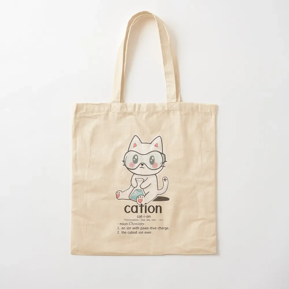 

Cation - science pun cat new Tote Bag woman shopping bag Portable shopping bag cute tote canvas bags