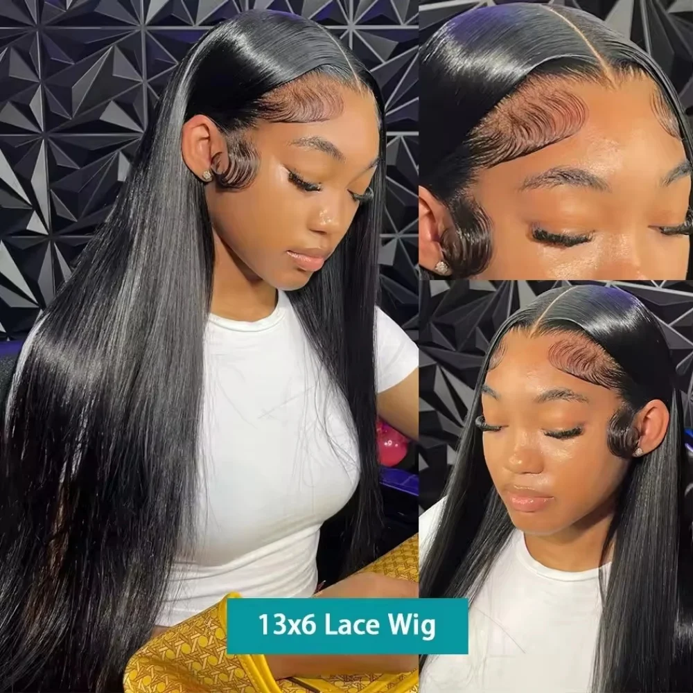 Natural Black Bone Straight Wig 18-46 Inch 7x6 13x4 13x6 Hd Transparent Lace Frontal Wig 200 Density Soft Lace Wigs Pre Plucked Long Wigs For Women