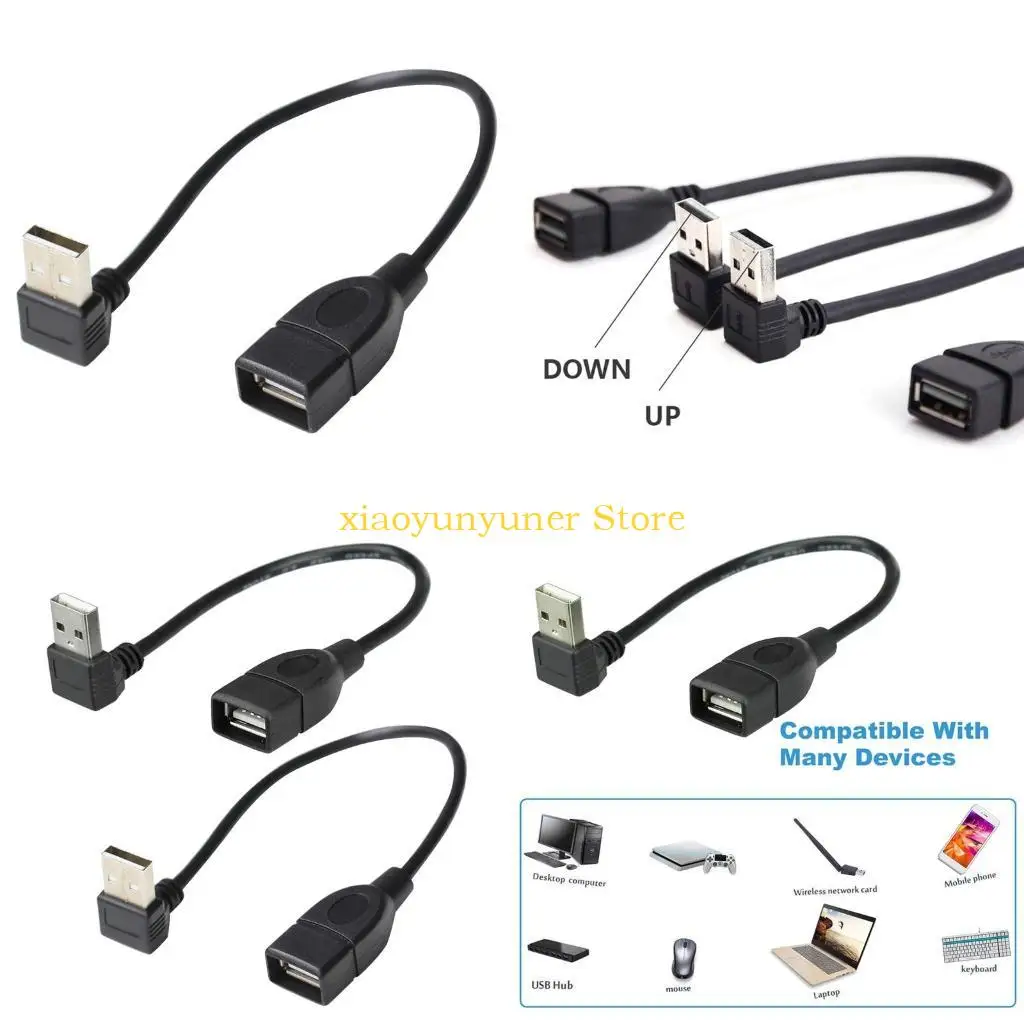 

P9JB New 90 Angled Down/Up Usb 2.0 Extension Cable Male To Female Data Charging Hard Drive U Disk Usb Data Cord Connection