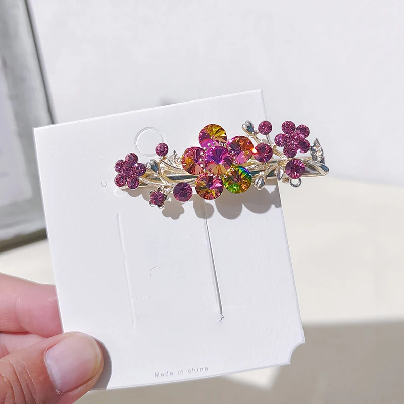 New Fashion Elegant Luxury Crystal Hair Clips Hair Accessories For Women Hairpin Korean Style Alloy Rhinestone Duckbill Clips