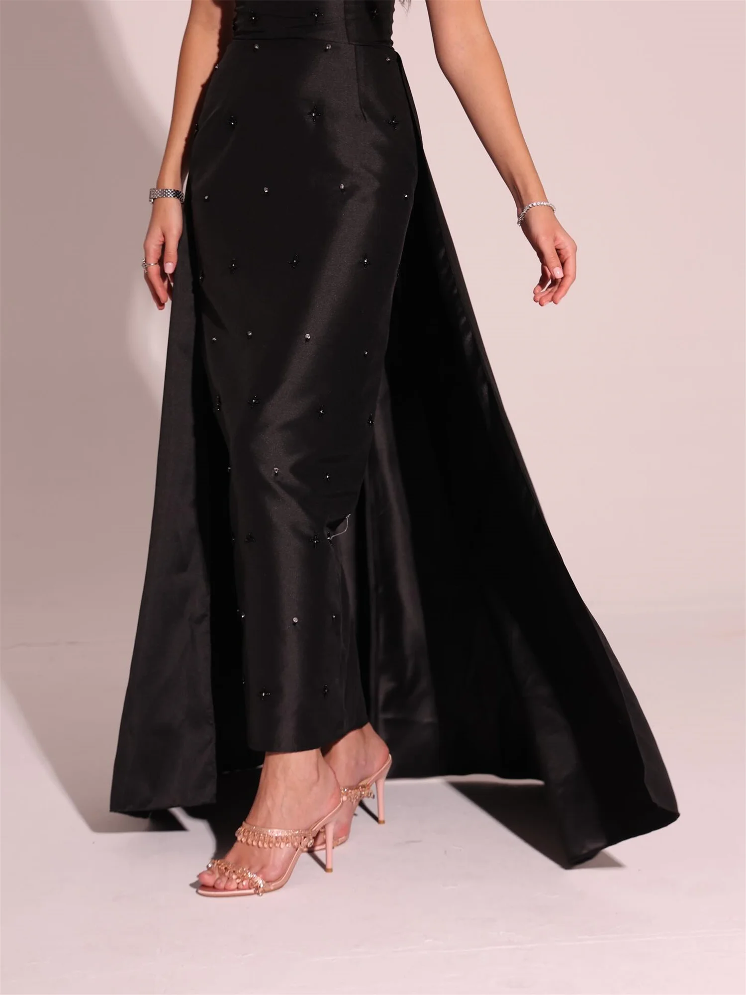 Sukienka Lorrtta na bal, eleganckie sukienki damskie na wesele, sukienki na przyjęcie, satynowa czarna sukienka wieczorowa z odkrytymi ramionami