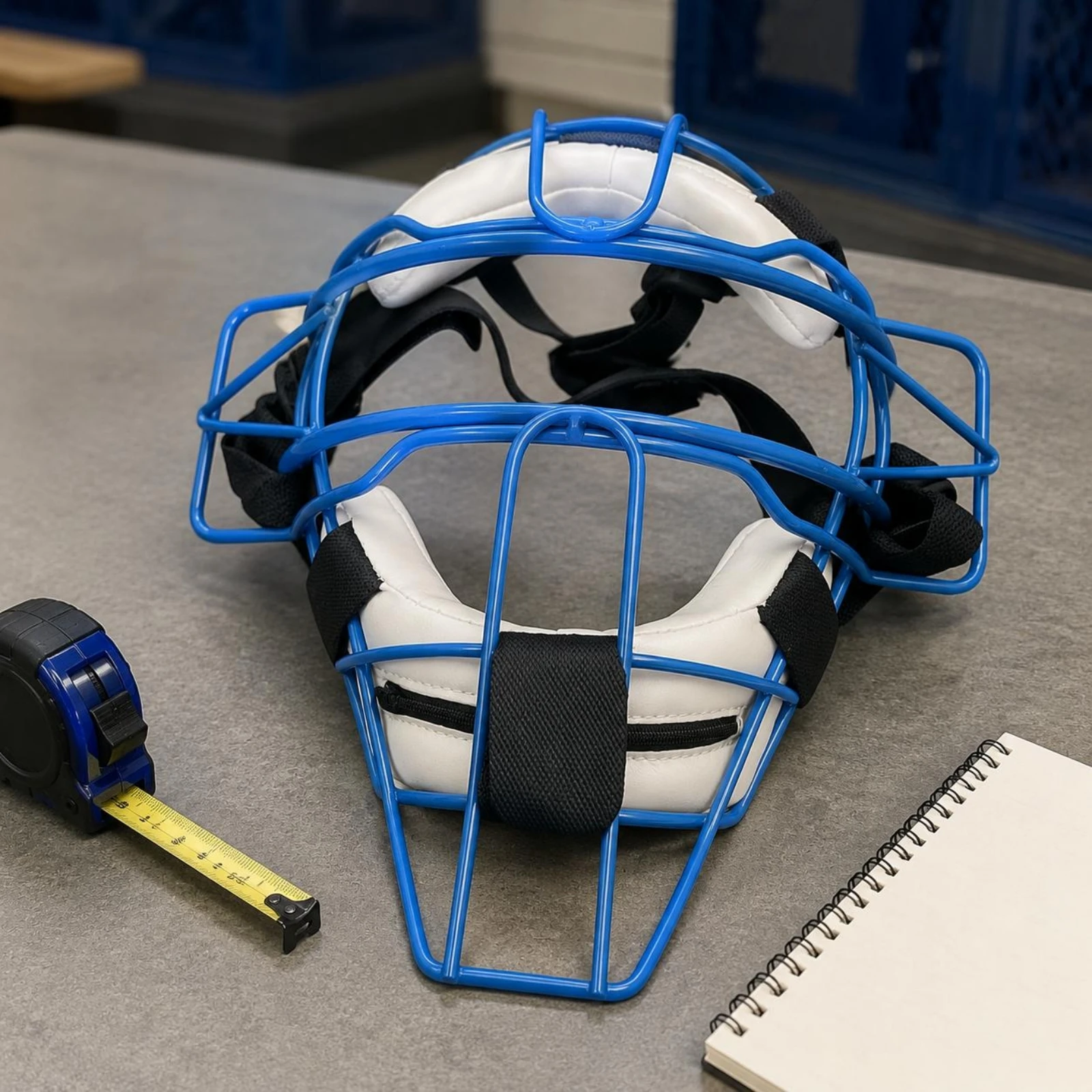 Picture 3: Baseball Catcher Face Mask Adjustable Straps Catcher Face Mask Safety Frame Curved Top Bar Athletic Equipment Comfortable Fit