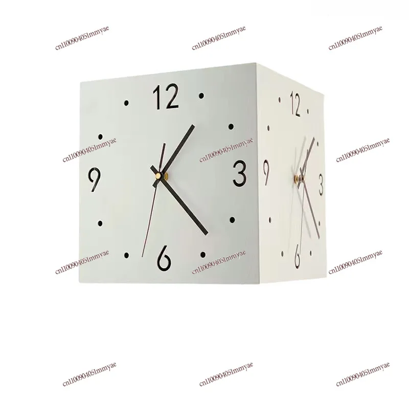 

Ins Wind Corner Double-sided Clock Hanging in The Living Room, Creative and Simple, No Punching, Silent Two-sided Clock