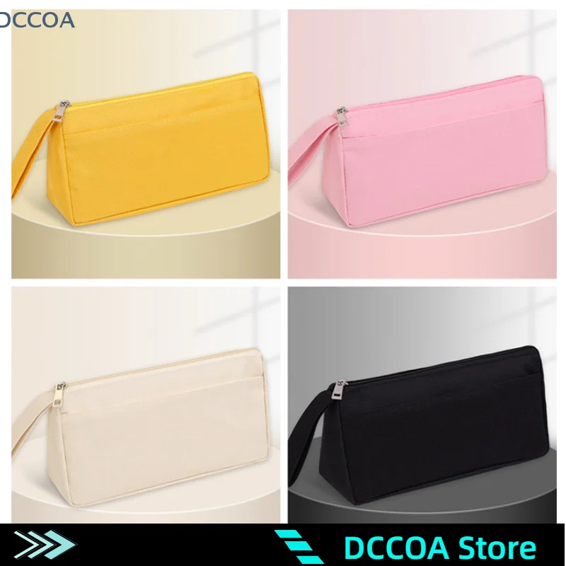 Fashion Portable Oxford Pencil Case Simple Double Layer Stationery Box Children Pencil Bag Large Capacity Pencil Case Gifts