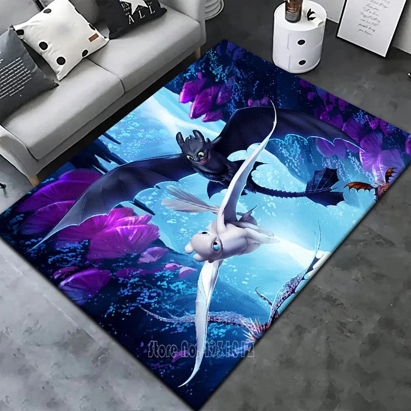 Tapis Disney Cartoon How to Train Your Dragon HD Lea, 120x160cm, Décor pour Salon, Chambre à coucher, Canapé, HOKids, Polymères de sol