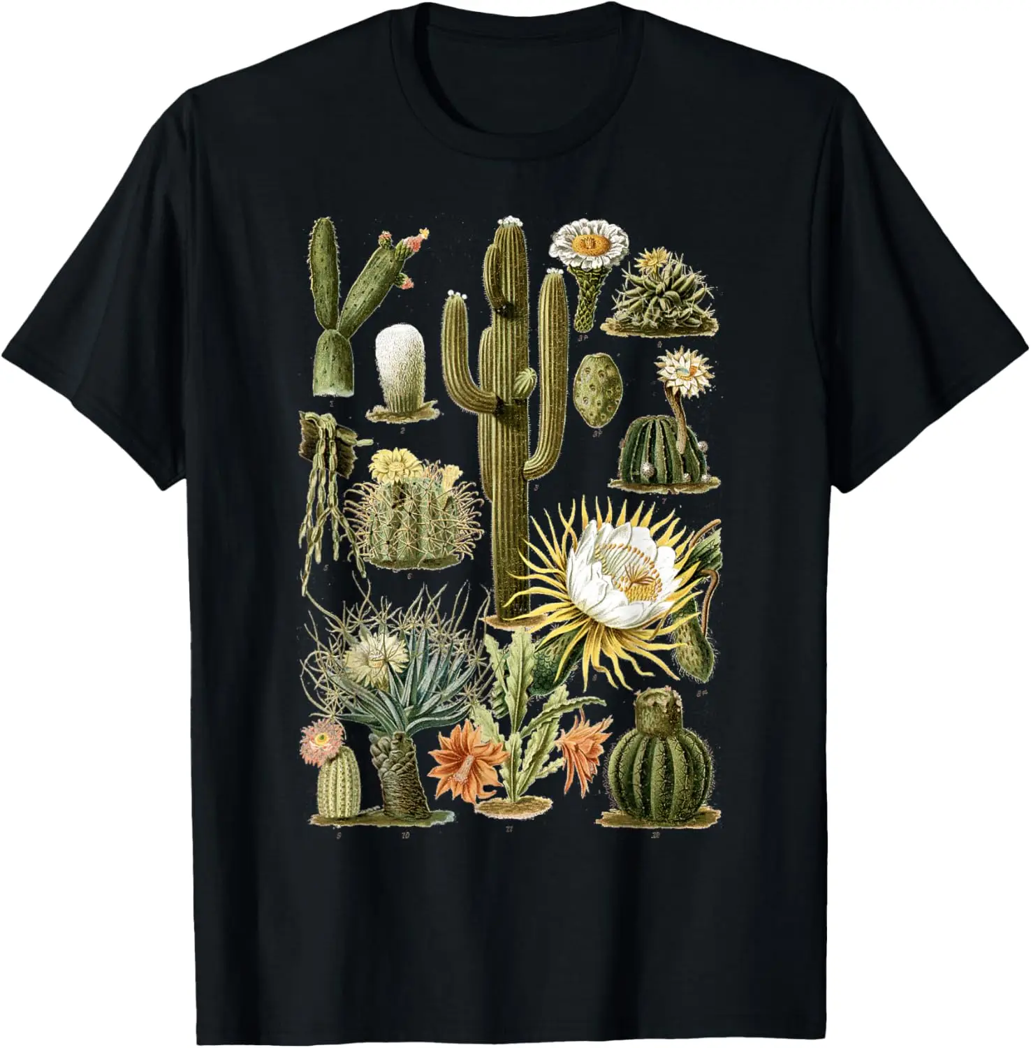 Cactus Succulent Plant Vintage Cacti Botanical Tee – Soft, & 100% Cotton Trendy Y2K Short-Sleeve Tee-Soft, Quick-Drying,