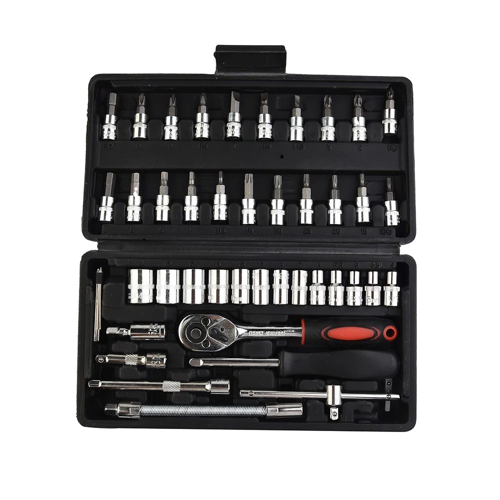 Quality 46Pcs/Set Spanner Socket Screwdriver 1/4\