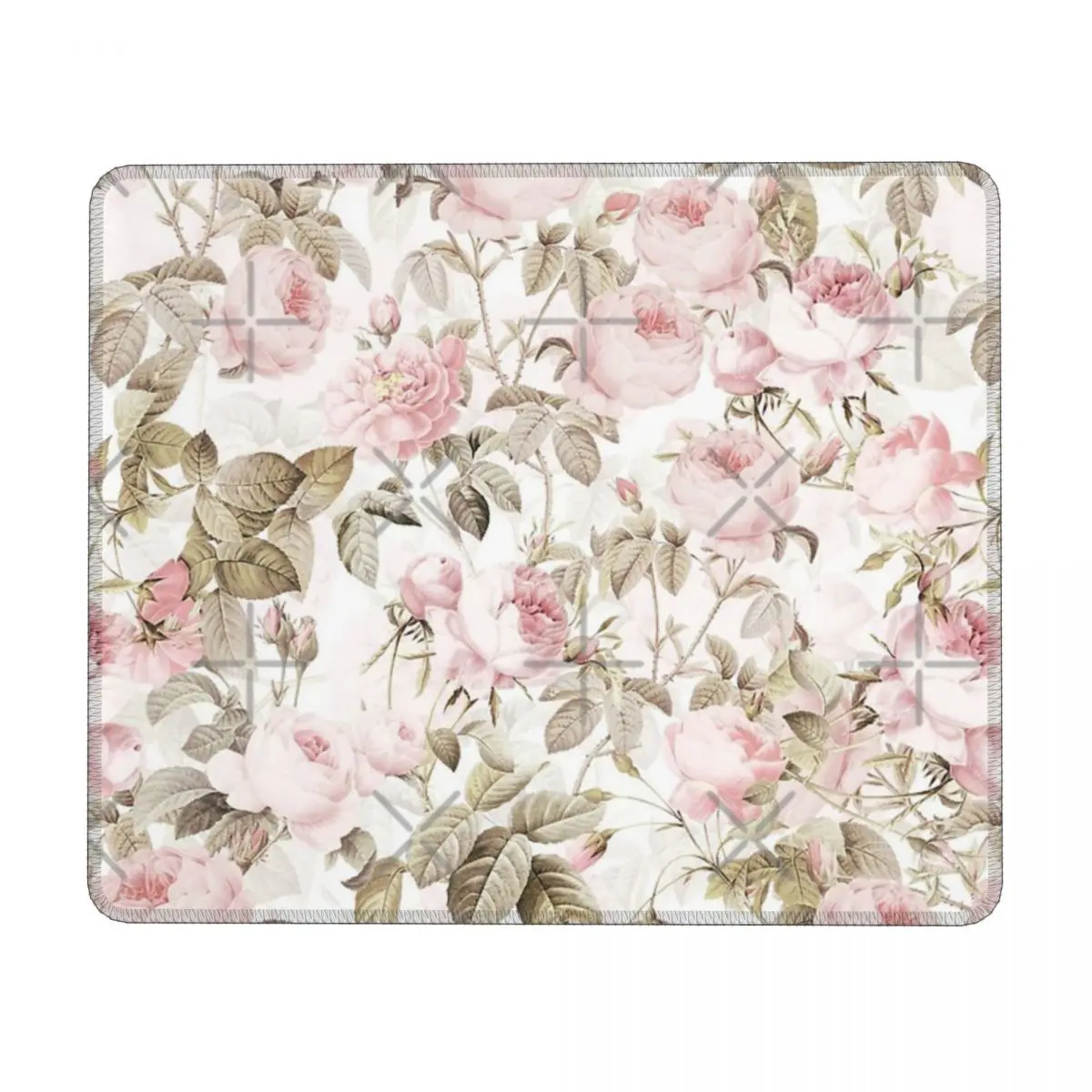 Sepia Old Vintage Roses Botanical Garden On Pink Pattern NightGarden Rubber Keyboard Pads