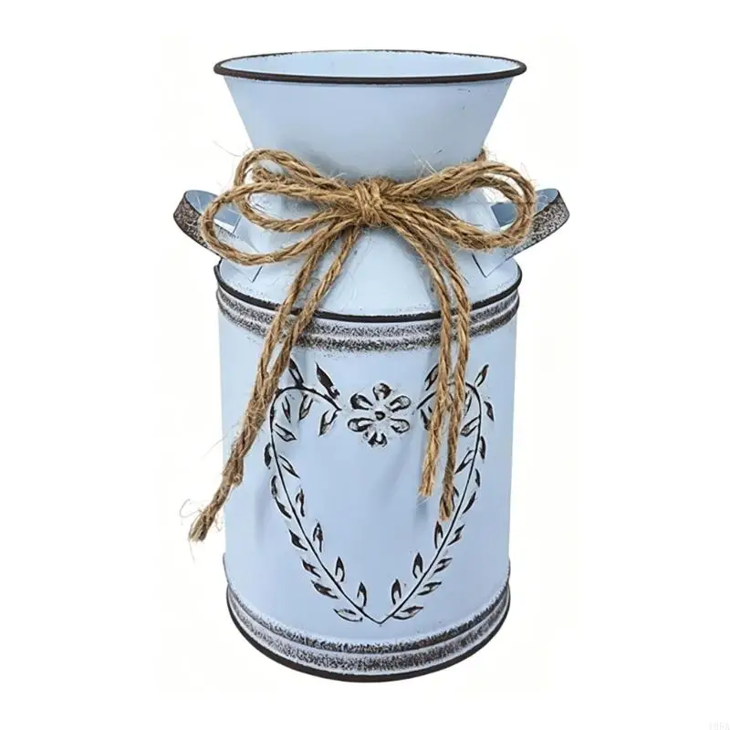 Iron Farmhouse Milk Can Pitcher Decorative Vases Storage Container With Handle