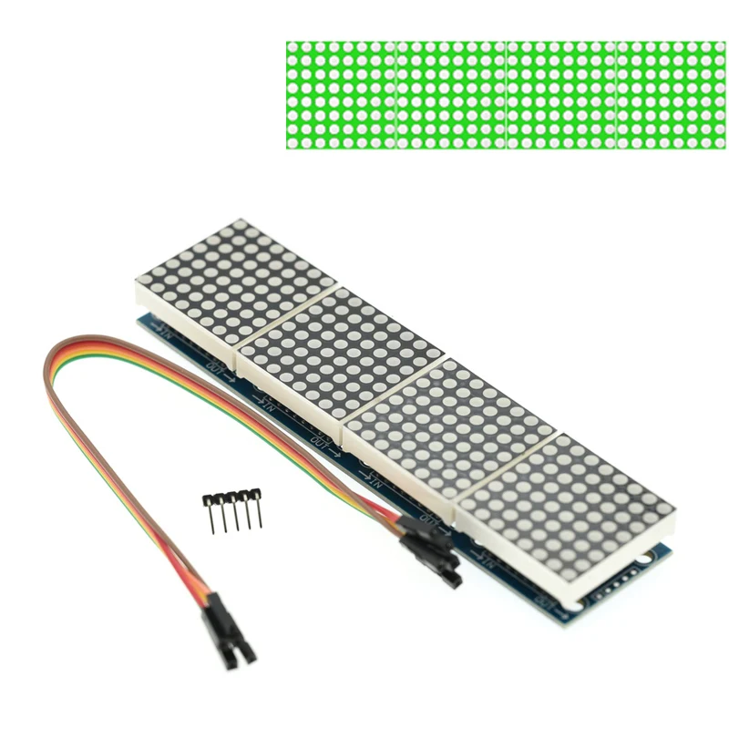 MAX7219 Dot-Matrix-Modul 4-in-1 Display 8x8 LED-Matrix Rot Mikrocontroller-Kaskadenplatine mit Kabel für Arduino Raspberry Pi – Detail 2