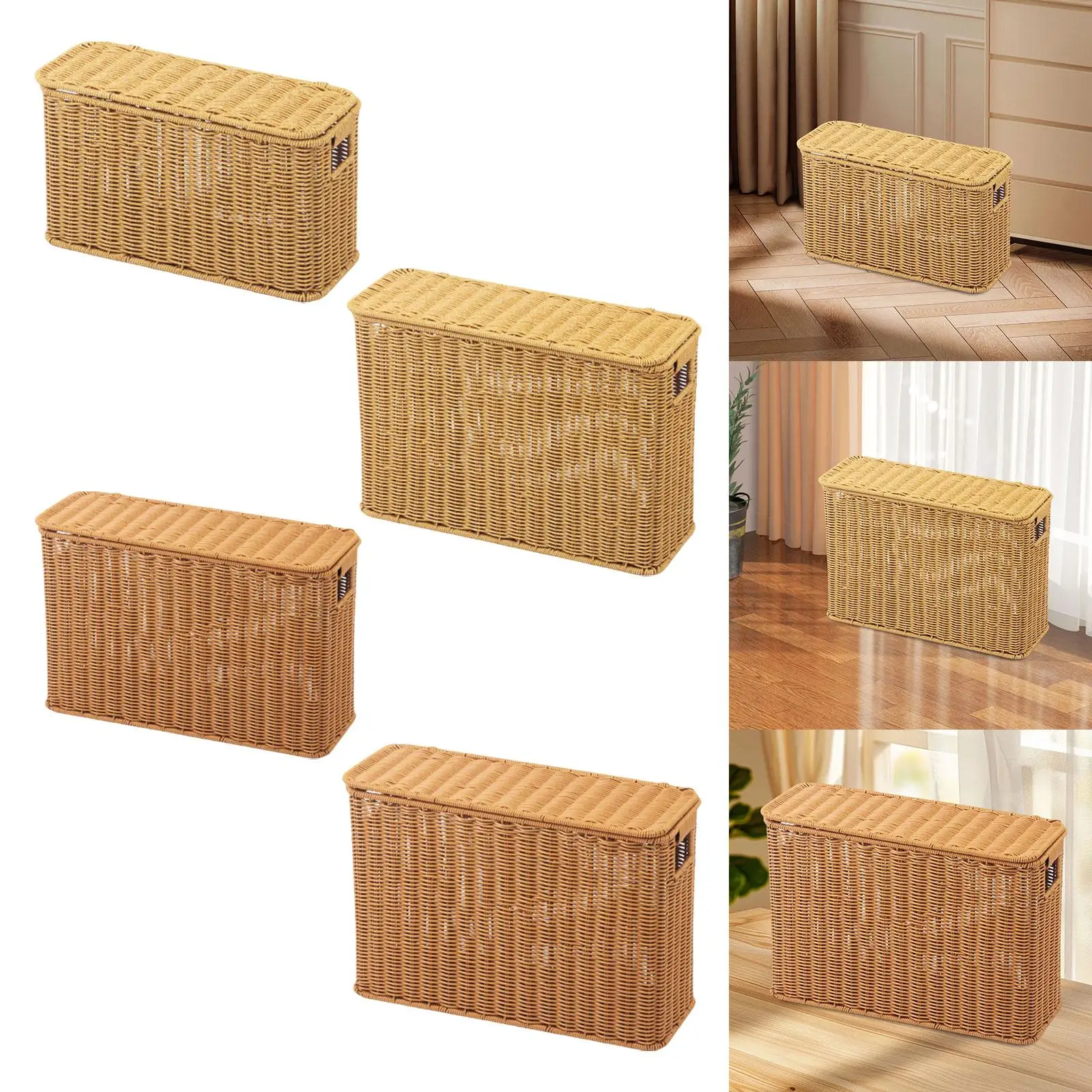 

Корзина для хранения из искусственного ротанга, плетеная корзина ручной работы, многофункциональная винтажная декоративная корзина для спальни, бытовая кухонная столешница