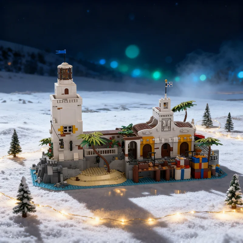 

5001pcs MOC Puerto Santa Maria Harbor Light Pirates Model Building Blocks Creative Display Gift Collectible Decor Kids Premium