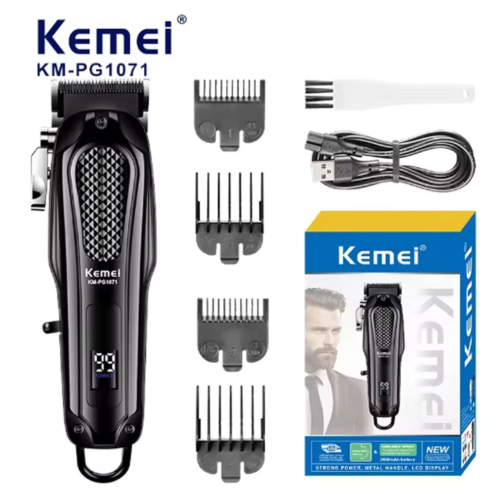 

Kemei KM-PG1071 Electric Hair Clipper UBS Rechargeable Cordless Beard Trimmer Men Powerful Electric Hair Clipper Trimming Tool