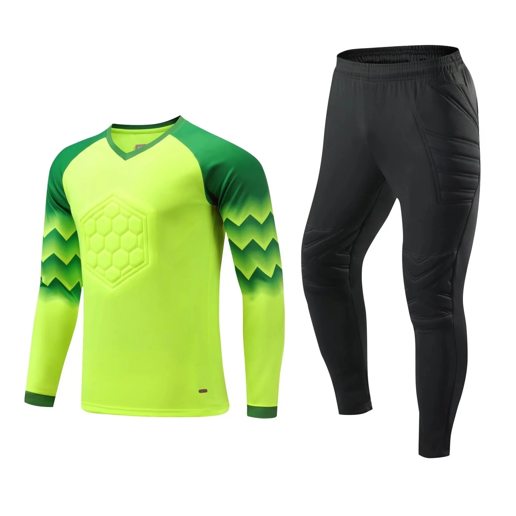 Football Goalkeeper Soccer Outfit t-Shirt Pants Set Uniform Training Clothing Sponge Anti-Collision Equipment Sportswear Elastic