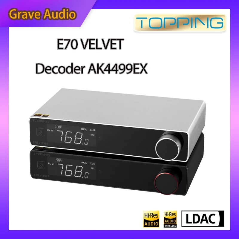 

TOPPING E70 VELVET Decoder AK4499EX DAC HIFI Pre-amplifier Bluetooth 5.1 Pre-Amp With XMOS XU316 QCC5125 Support LDAC APTX HD