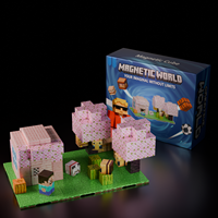 Magnetic Building Blocks Toys Set Mine World Magnetic Brick Cube with Baseplates Gifts for Boys Girls Kids Age 3+ Pixel Style