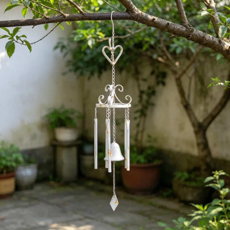 Cross-border garden wrought iron pendant retro and old Japanese cast iron straight pipe wind chime courtyard garden balcony
