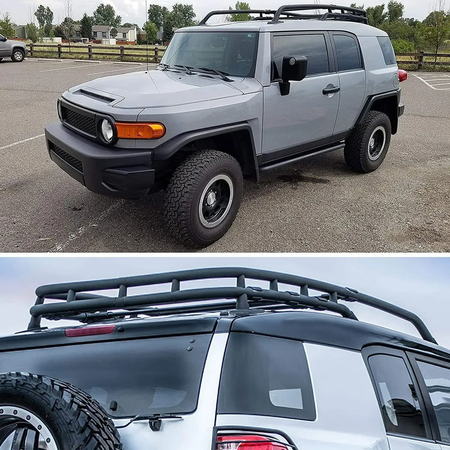 

Roof Top Rail Rack Luggage Rack Baskets Fits for 2007-2014 Fj Cruiser