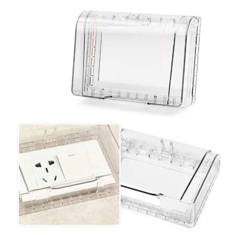 1PC Self Adhesive Waterproof Electric Plug Cover Splash Box Sockets Switch Protection Box Protector Bathroom Supplies