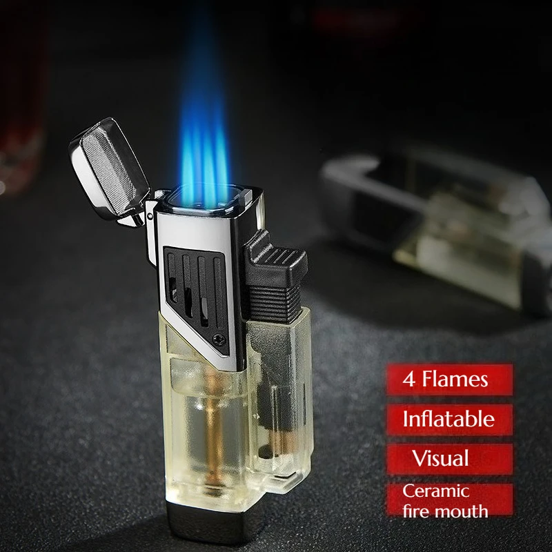 

Newest Head Visible Gas Micro Spray Gun Direct-rush Windproof Blue Flame Lighter Can Light Cigar Moxibustion Mosquito Fragrance