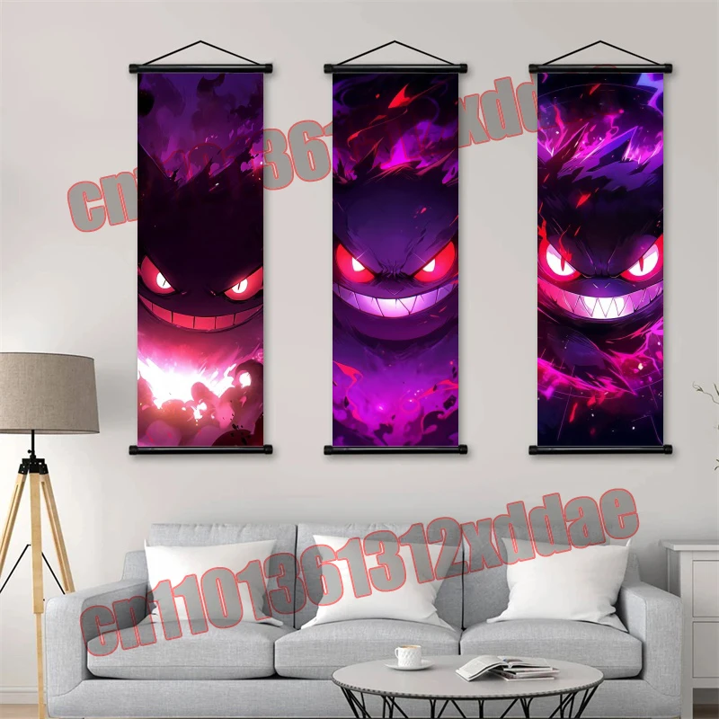 애니메이션 포켓몬, Gengar, 포스터 스크롤 드로잉 인쇄 아트 화이트 캔버스 홈 거실 배경 벽 장식 그림