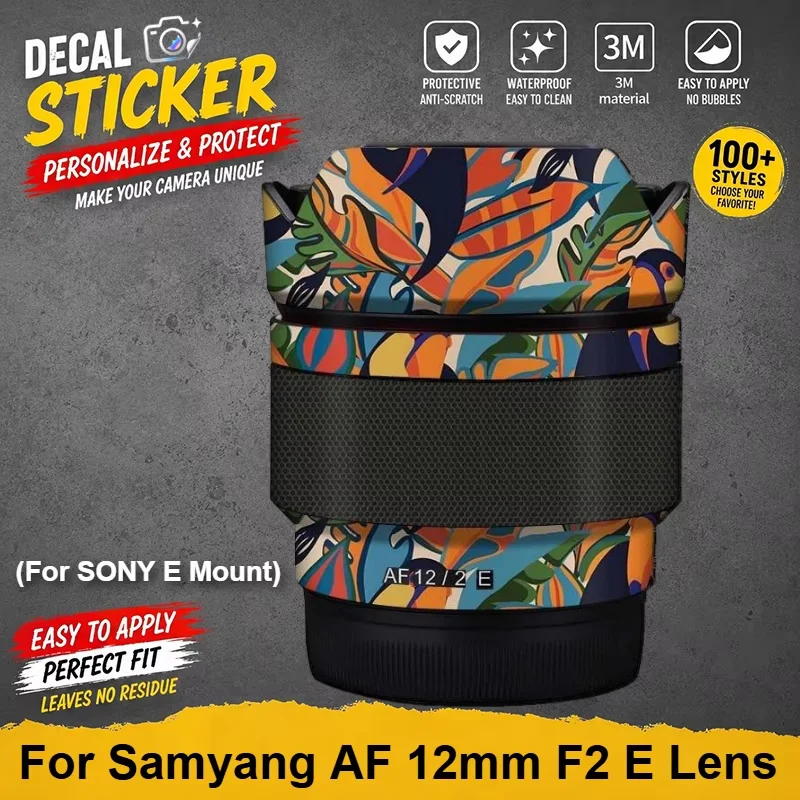 For Samyang AF 12mm F2 E Lens (For SONY E Mount) Skin Sticker Premium Vinyl Wrap Stylish Protective Decal Anti-Scratch Cover