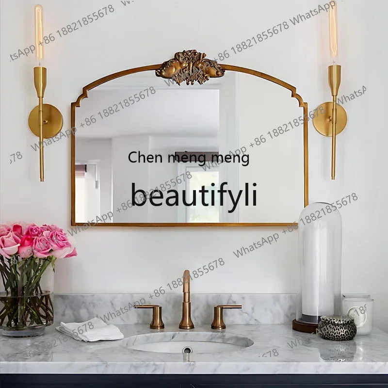 

ss8350 SS French light luxury, special-shaped mirror, fireplace wall decorative mirror, dressing, European retro bathroom mirror