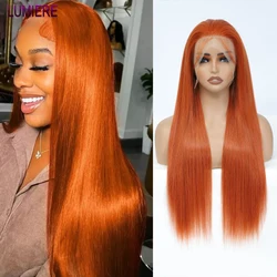 Lumiere-Perruque Brésilienne Naturelle Remy, Cheveux Lisses, Couleur Orange Vidéo HD, 13x4, 350