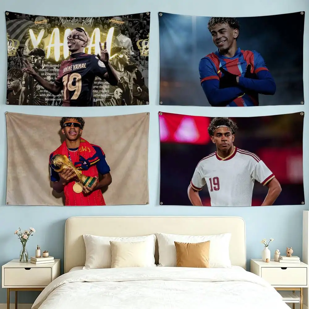 Football Star L-lamine Y-yamal Flags for Bedrooms Home Decor Items Outdoor Decors Garage Decoration Flaga