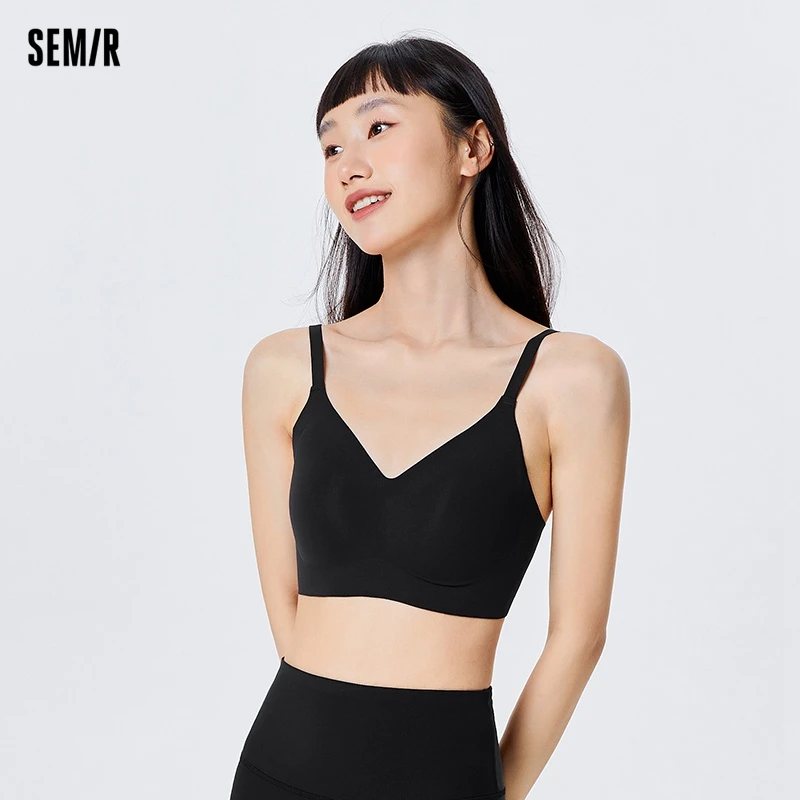 Semir 2024 Underwear Women Elastic Comfortable Solid Color Breathable Light Sports Casual Bra Beautiful Back Push Up New Style