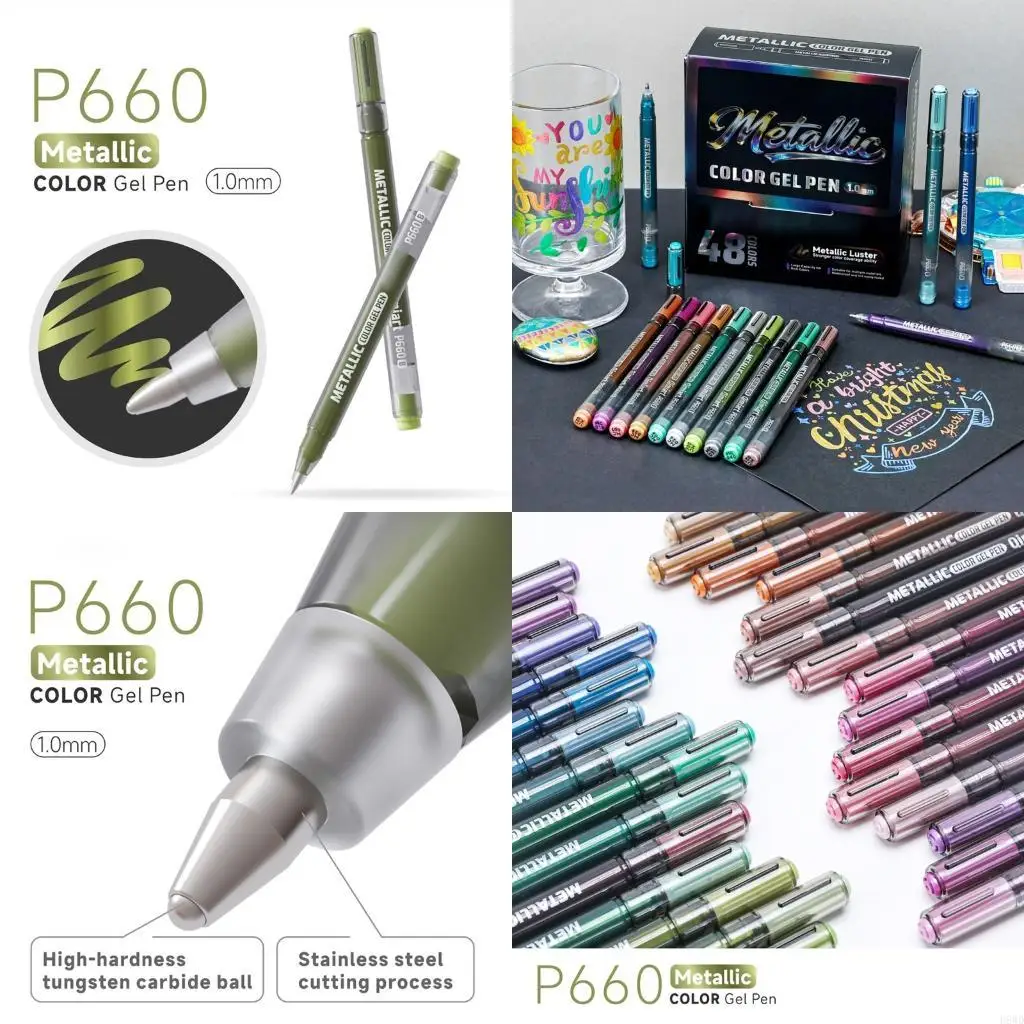 48 Color Acrylic Gel Pen Metallic Color Gel Pen For Doodling Sketching Drawing on Glass Ceramics Plastic Rock Stone H8WD
