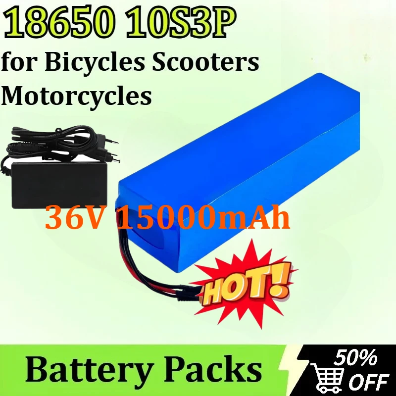 

Newly upgraded 18650 10S3P 36V 15Ah Li-ion Battery Pack with BMS Built-in Battery for Bicycles Scooters Motorcycles+42V2A Chg