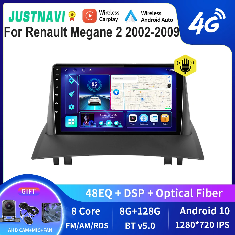 

JUSTNAVI QT10 Stereo For Renault Megane 2 2002-2009 Android Car Radio Multimedia Navigation Video DSP Player Autoradio Carplay