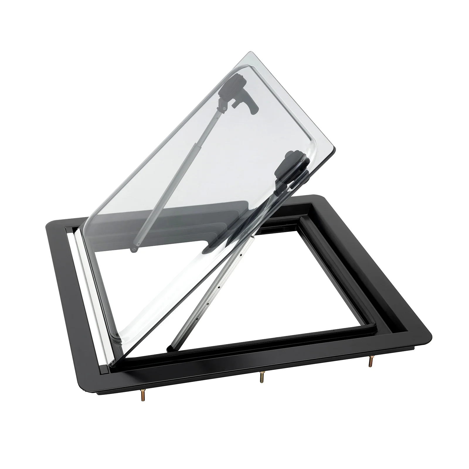 Durable RV Caravan Hinged Window, Adjustable Angles, Sun Shade and Screen