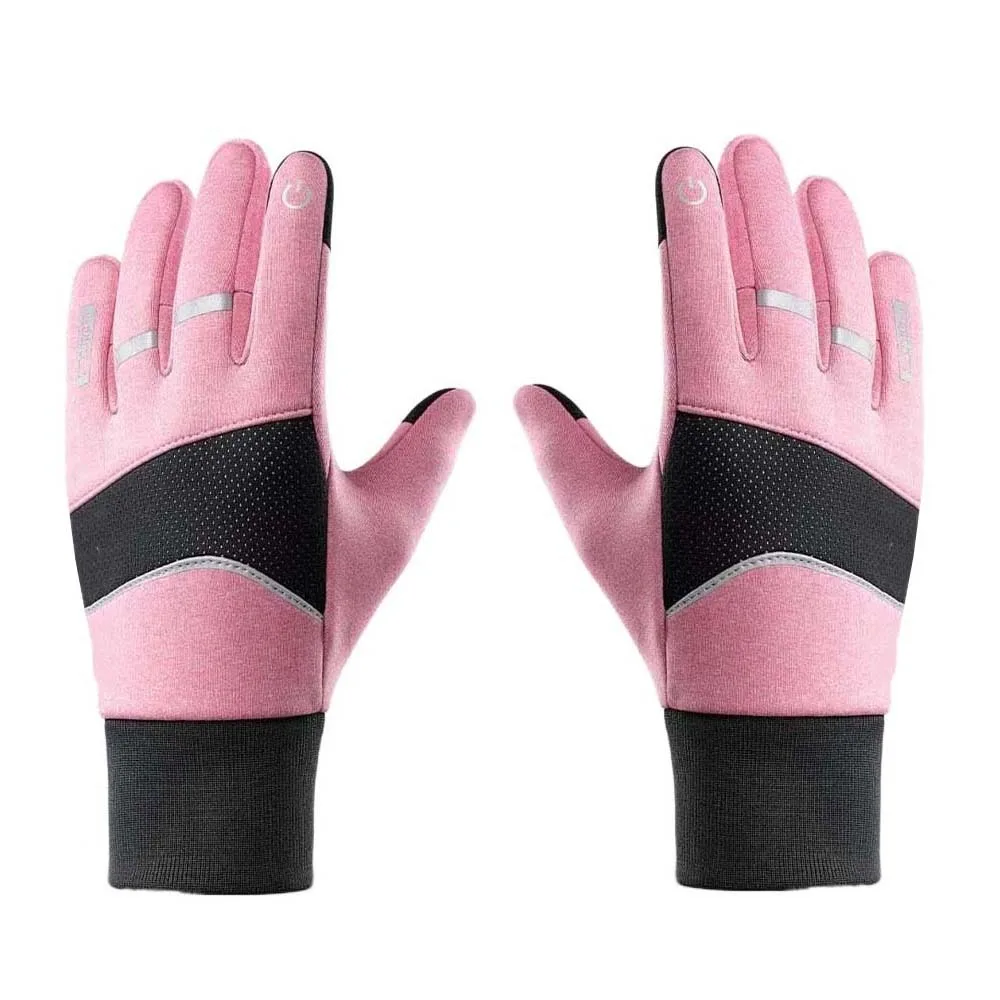 

Атласные утолщенные флисовые перчатки со светоотражающей полосой, мягкие ветрозащитные перчатки унисекс, теплые варежки для пальцев, уличные