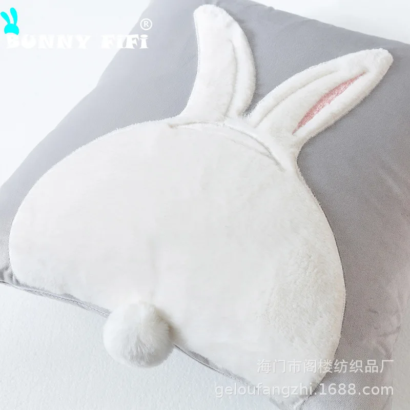 Lovely Wind Rabbit Cushion Covers Soft Plush Pillowcases 45x45cm Solid Color Ultra Soft Throw Pillows Case