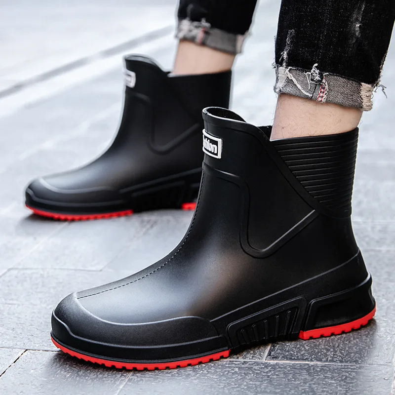 New Women Men's Fashion Mid-calf PVC Rain Boots Outdoor Male Fishing Rainboots Female Garden Water Shoes Wellies Boots Non-slip