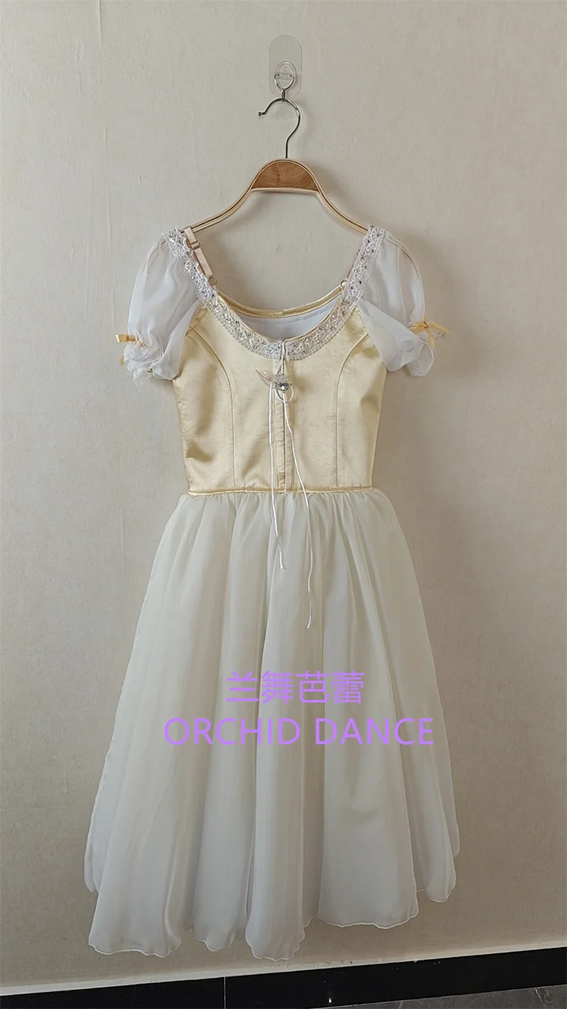 

BT01653 High Quality Custom Size Kids Girls Ballet Dance Performance Wear Gilsay Cream Long Romantic Tutu Dress