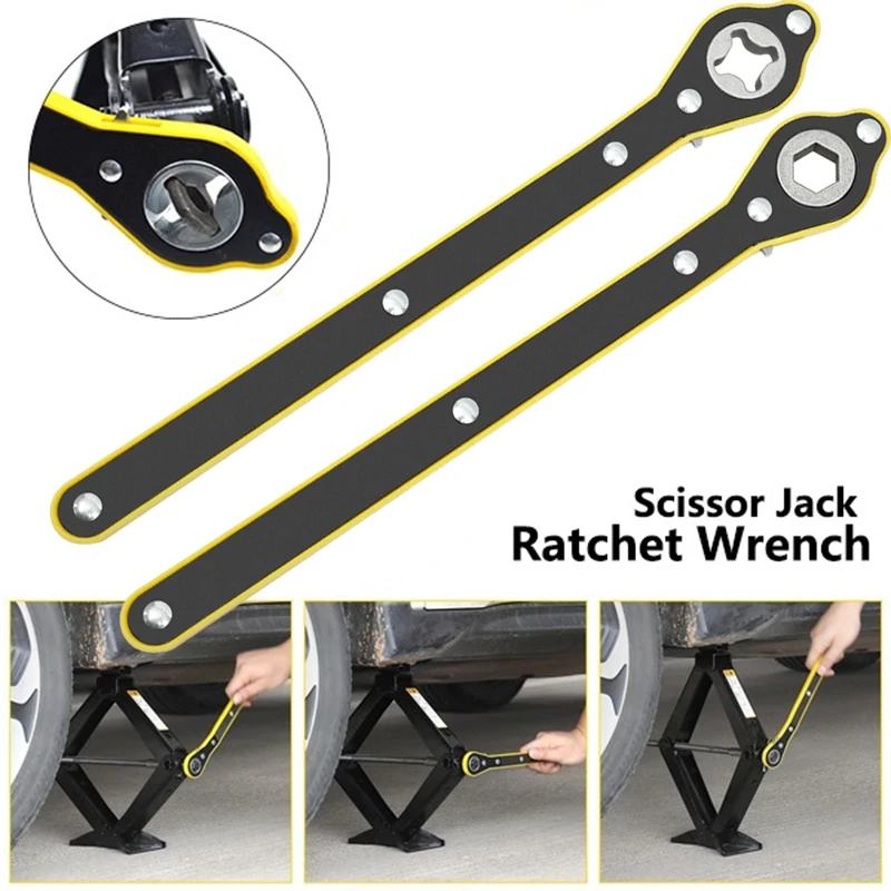 

Automotive Labor-Saving Jack Ratchet Wrench Universal 360° Scissor Car Jack Lift Speed Handle Tool Cross Wrench Conversion Head