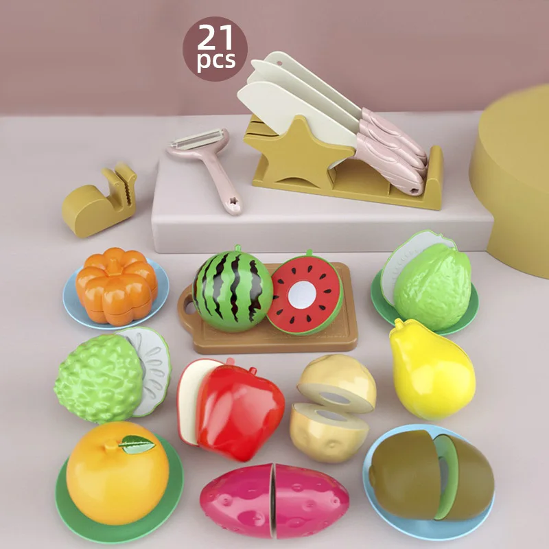 

Plastics Pretend Play Toy Classic Game Simulation Kitchen Set Cut Fruits Vegetables Montessori Early Educational Toys Play House