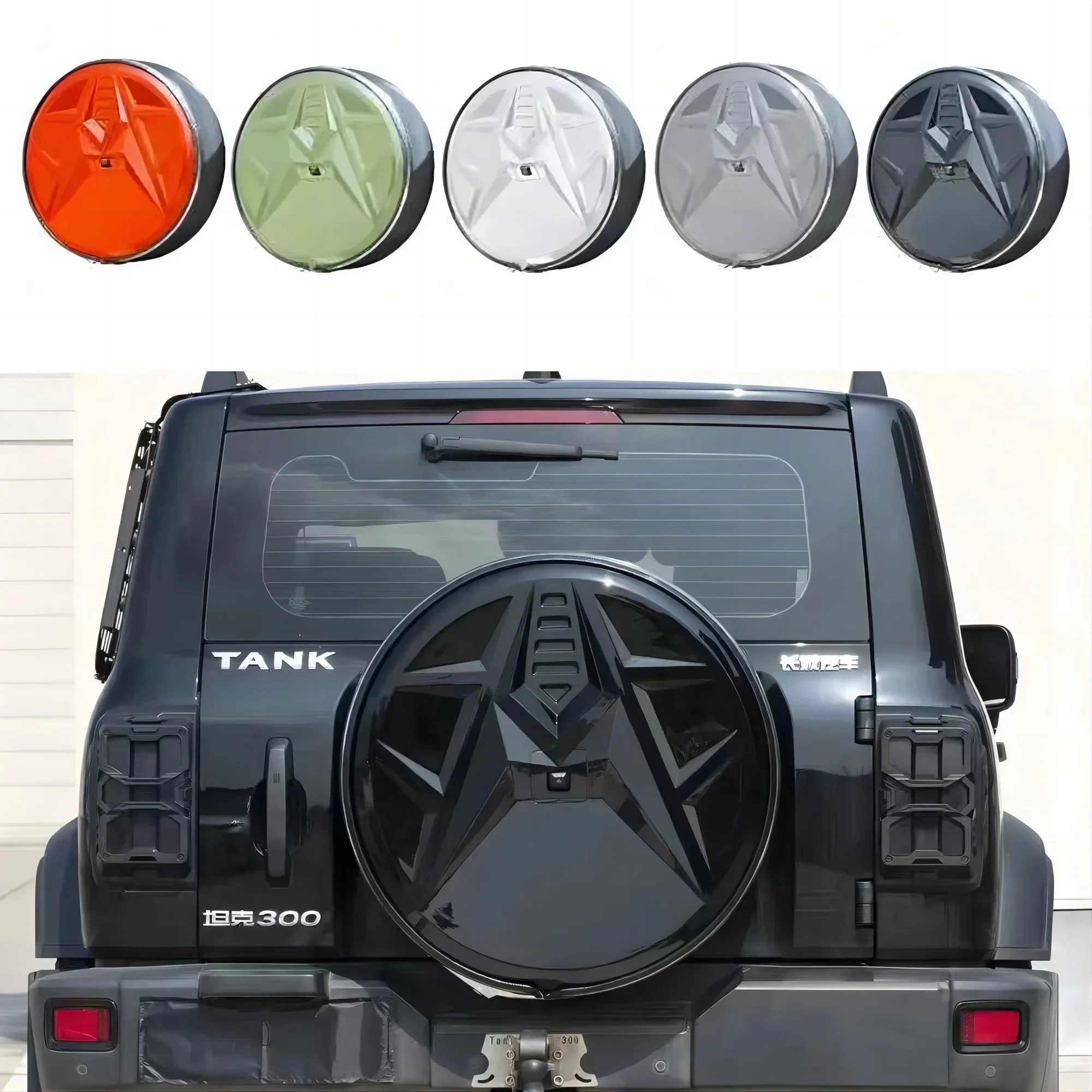 Newly Designed Modification Tailgate Tire Cover For Tank 300 2022-2024 Full Package Exterior Spare Tire Decoration Accessories