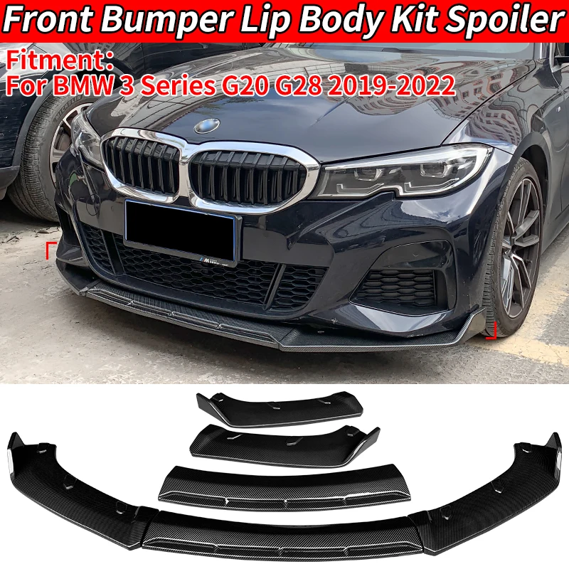 

3PCS MP Style For BMW 3 Series G20 G28 2019-2022 Car Front Bumper Lip Spoiler Splitter Diffuser Detachable Body Kit Cover Guard