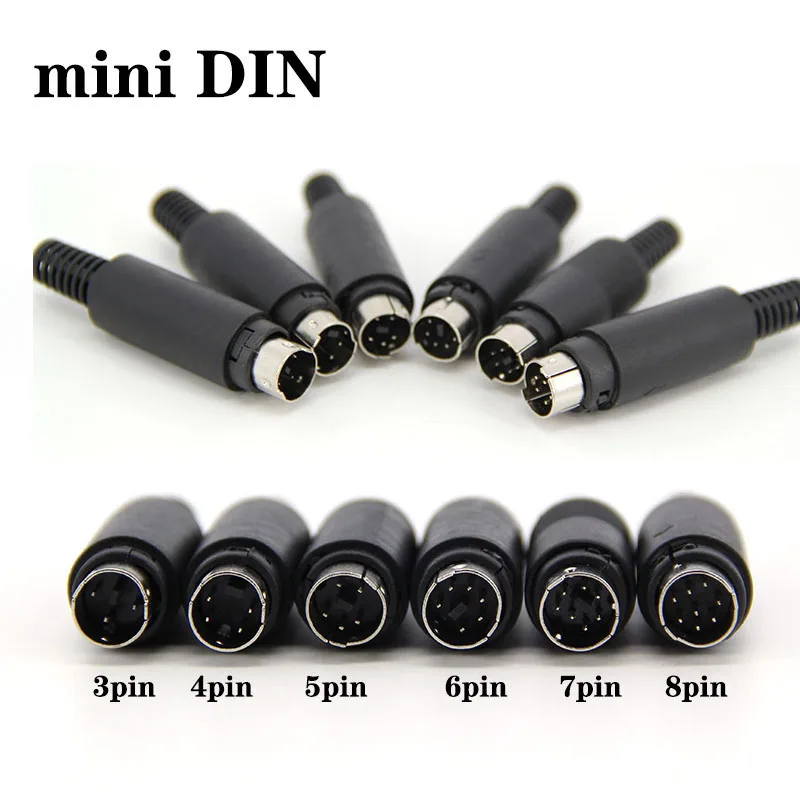 Mini DIN Male Plug 3/4/5/6/7/8 PIN Chassis Cable Mount D Connector Socket 3-8Pin Welding Wire S Terminal Mini PS2 Male handle t1