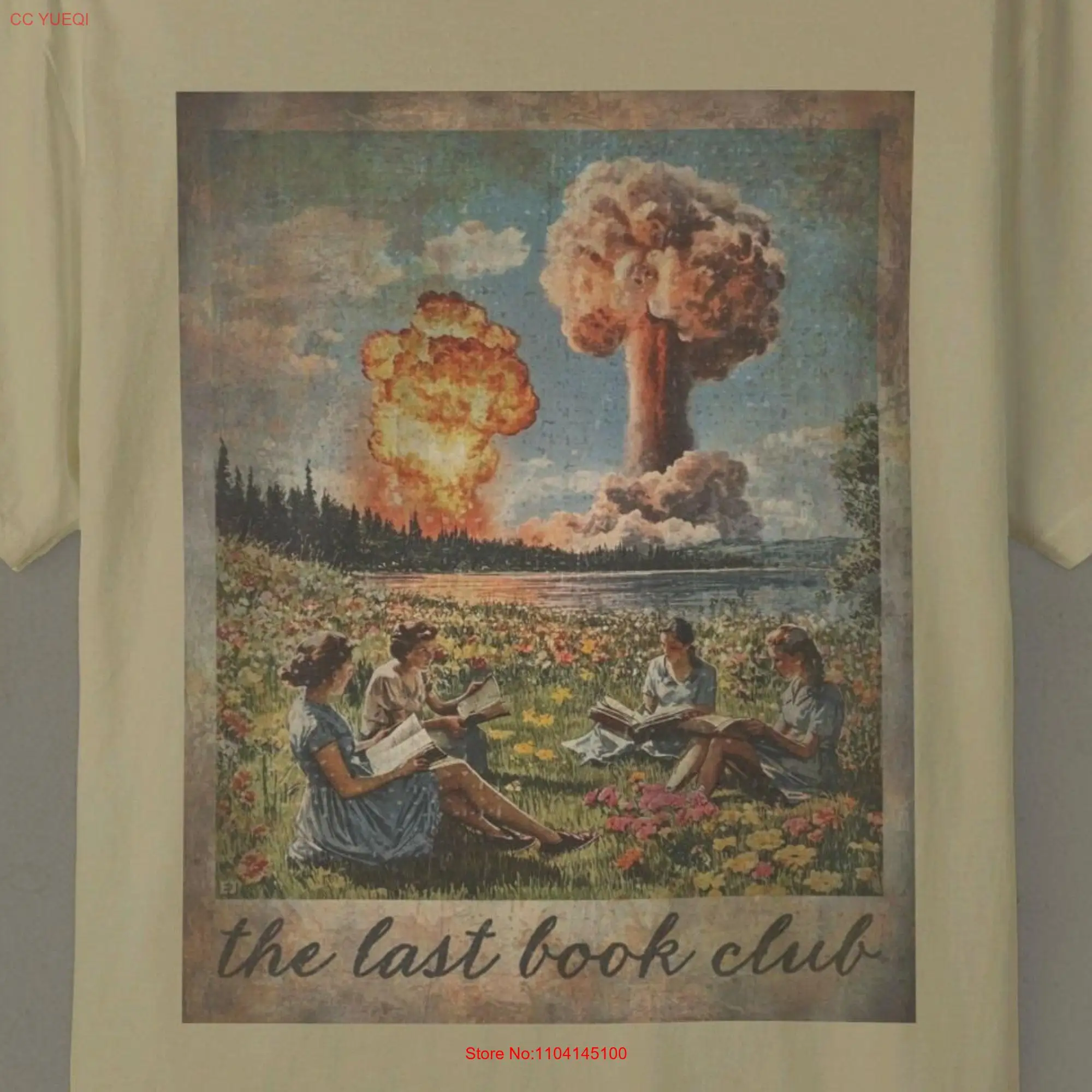 LAST BOOK CLUB T Shirt Retro Lover Apocalypse Vintage Girl Reader Flower Atomic Bomb Floral Crewneck Literary