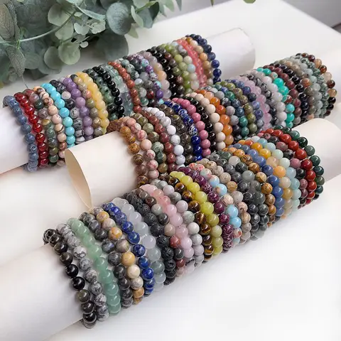 Wholesale 8 mm Charm Beaded Bracelet Natural Stone Bracelet Crystal Bracelet Natural Stone Beaded Bracelet