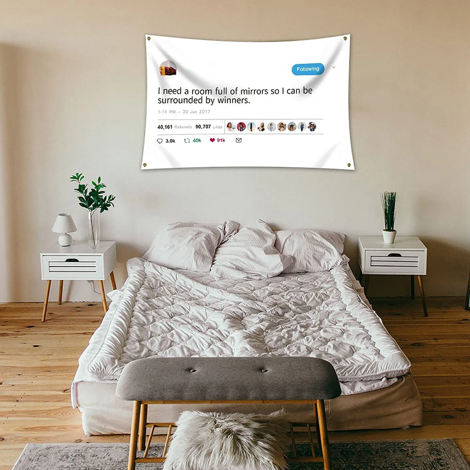 KanyeWest Rapper Funny Mirrors Tweet Flag - I Need A Room Full Of Mirrors So I Can Be Surrounded By Winners  3x5 Feet /90x150cm