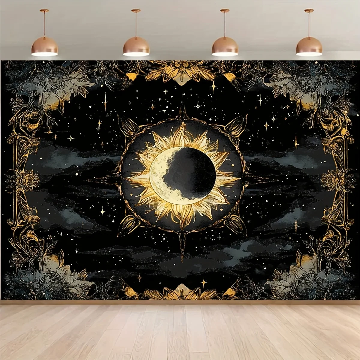 Luxurious Gold Celestial Sun Moon Tapestry Wall Hanging Space Constellation Baroque Galaxy Decor Art for Room Decoration Large S